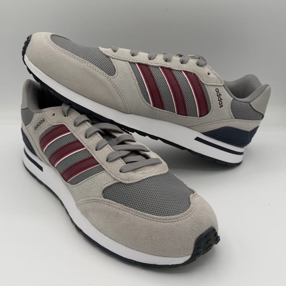 Adidas Run 80s Mens Size 13 Grey Red White Blue Running Shoes ID1882 Three Retro